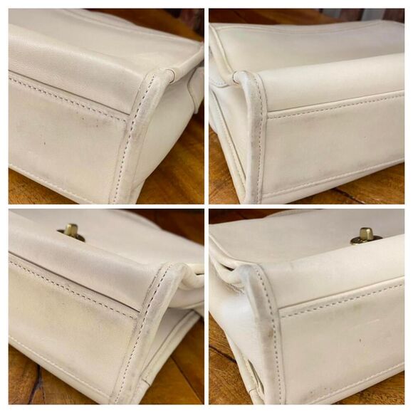 COACH Vintage Court Satchel Cream/Bone Brass Crossbody Leather Bag 9870 - Picture 6 of 13